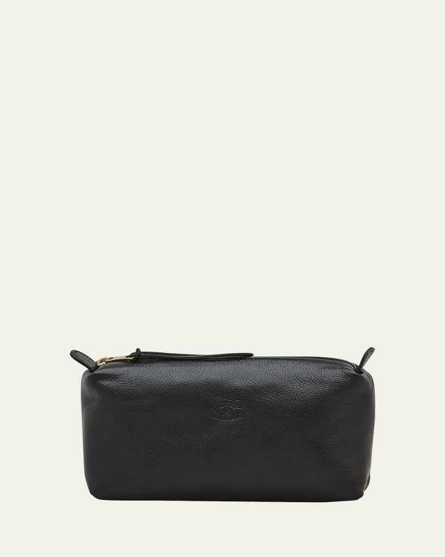 Classic Zip Leather Cosmetic Bag